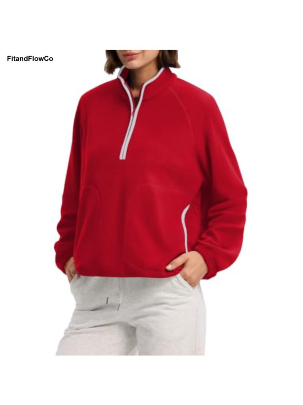 Womens Fleece Half Zip Sherpa Jacket Teddy Pullover Funnel Neck Outdoor